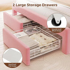Full LED Bed Frame with Storage Headboard & 2 Storage Drawers, Princess Velvet - Image 6