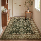 Area Rugs for Living Room, 4x6 Washable Rugs for Bedroom, Non-Slip Retro Floral by Rtizon