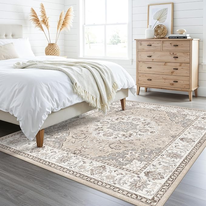 6ft Square Living Room Area Rug: Washable Oriental 6x6 Rugs - Image 2