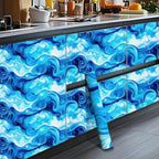 HOMETITUTE Artistic Blue Swirl Wave Pattern Wallpaper Peel and Stick Contact - Image 5