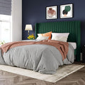 Allewie Queen Size Bed Frame/Velvet Upholstered Platform Bed/Vertical Channel by Allewie