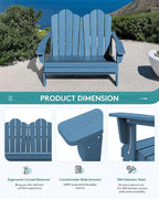 SERWALL Folding Adirondack Bench, HDPE All-Weather Adirondack Loveseat Set of 2 - Image 7
