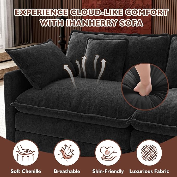 Ihanherry 114" V-Shaped Modern Sofa Modular Sectional Cloud Couch - Image 5