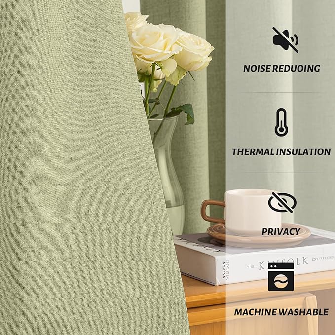 Yakamok Sage Linen Textured Curtains 72 Inches Long - Image 5