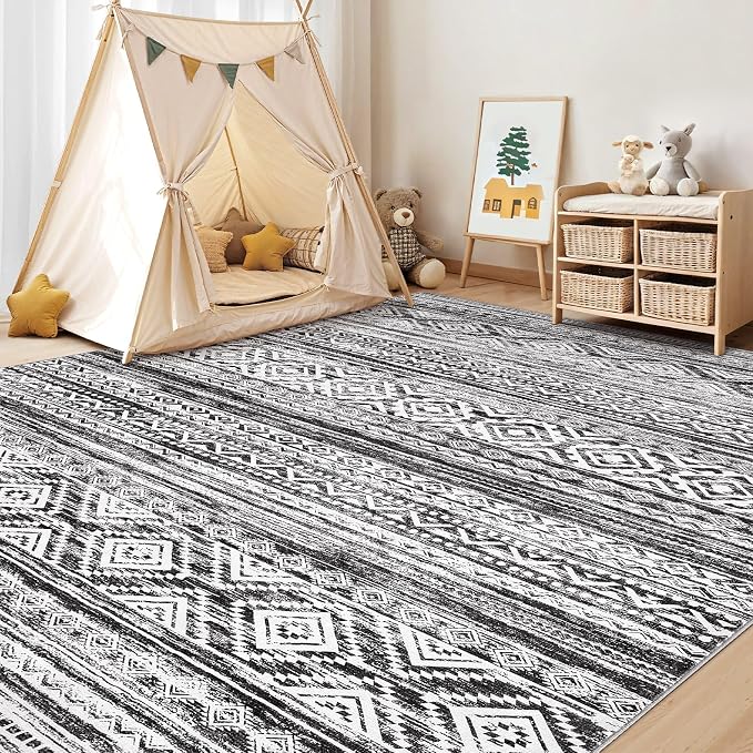 cotiled Boho 5x8 Area Rugs for Living Room: Soft Moroccan Washable Rug | Solve - Image 8
