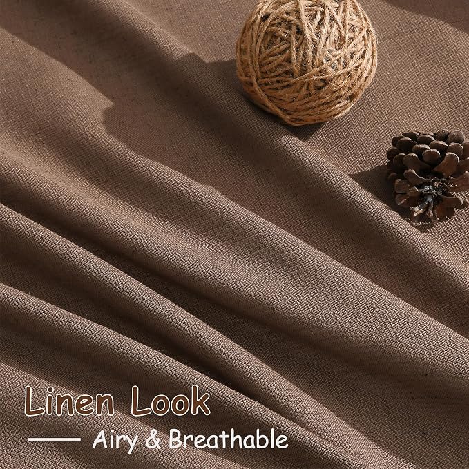 Caramel Brown Linen Curtains 90 Inch Length 2 Panels Set - Image 5
