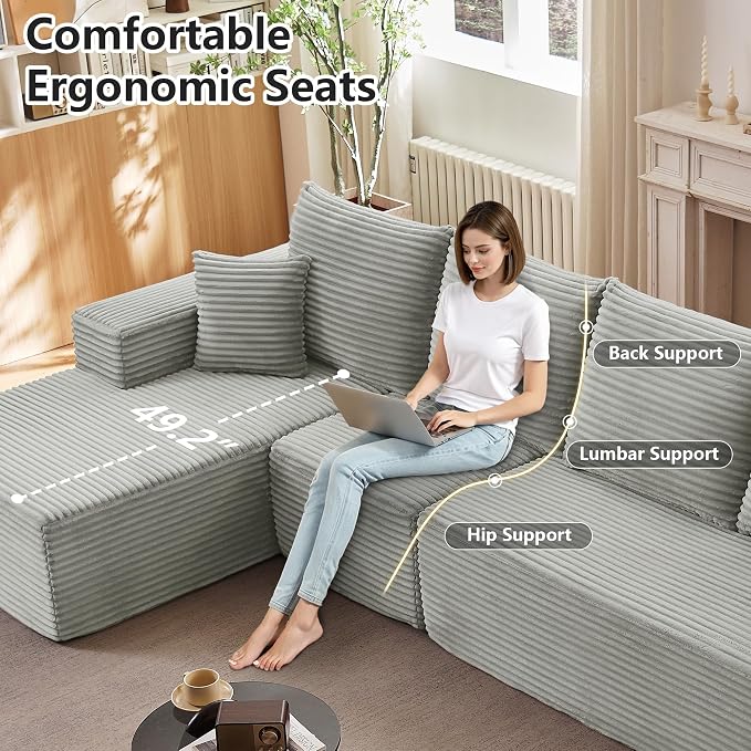 135" Cloud Sectional Couch - Image 6