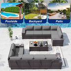 Outdoor Patio Furniture Set, 12 Pieces Outdoor Sectional Furniture High - Image 9