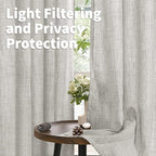 YoungsTex Light Grey Linen Curtains 63 Inches Long 2 Panels | Textured Light - Image 3