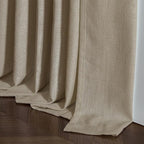 Pleated Linen Semi Sheer Grey Beige Memory Shaped Curtains 90 Inches Long | - Image 8