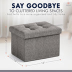 Ornavo Home Small Storage Ottoman Foldable Collapsible Rectangle Linen Ottoman - Image 2