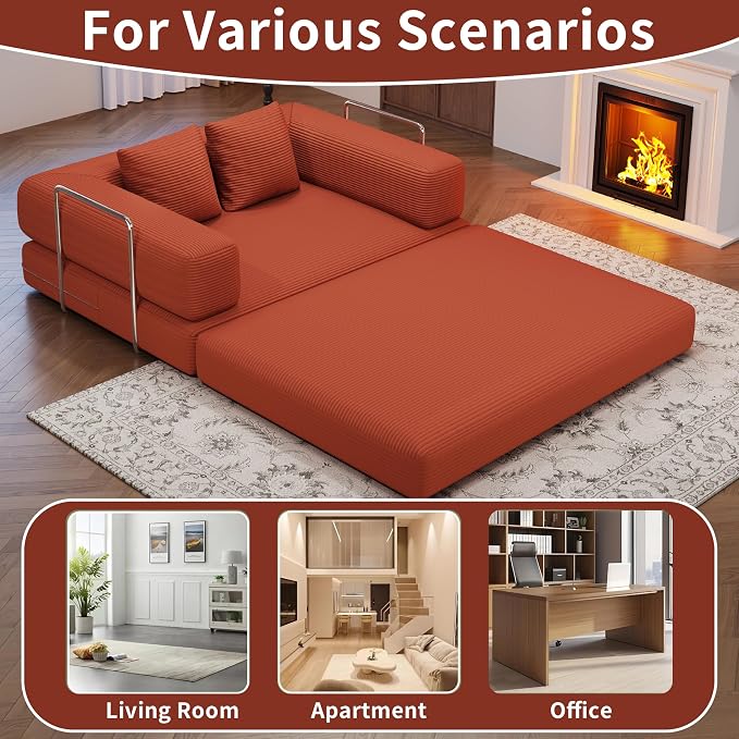 BSHOMGI Folding Sofa Bed, 4 in 1 Convertible Sofas to Lounger Comfy Single Bean - Image 5