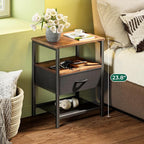 Huuger Night Stand with Fabric Drawer, Side Table with Mesh Shelf, Bedroom - Image 4