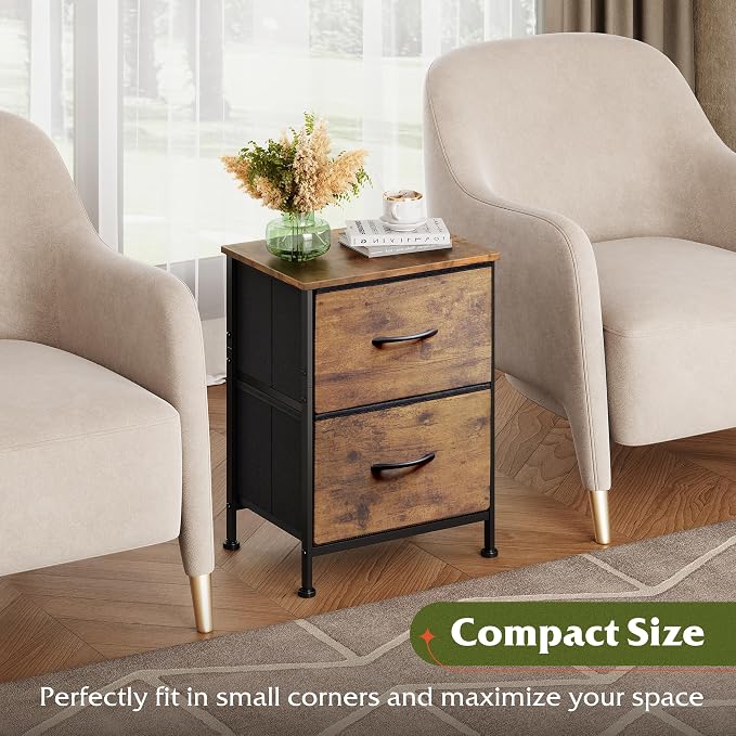 WLIVE Night Stand Set of 2, Small Dresser - Image 7