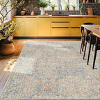 Washable Light Blue Bedroom Rug, 9x12 Area Rug - Image 5