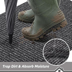 BEQHAUSE Dirt Trapper Door Mat 17" x 30" Half Circle Non Slip, Charcoal | - Image 3