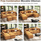 107" Cloud Couch Sectional, U Shaped Modular Sectional Sofa, 4-Seat Deep Seat - Image 5