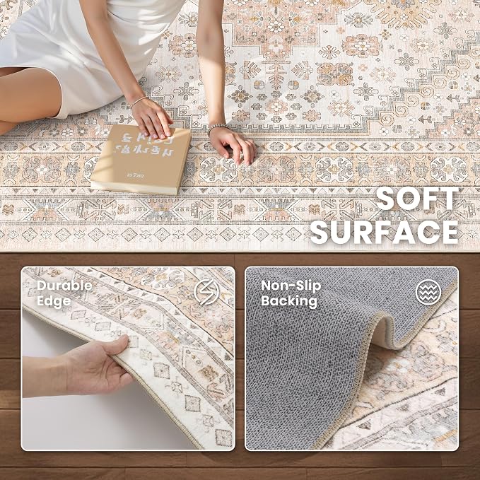 6x9 Area Rugs for Living Room, Large Washable Rug, Dining Room, Low Pile - Image 6
