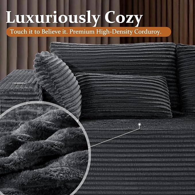 138" Cloud Sectional Couch, Comfort U Shaped Sofa - Image 5