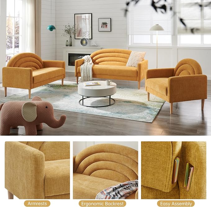 49" Small Loveseat Sofa for Small Spaces, Mid Century Modern Sofa, Linen - Image 8