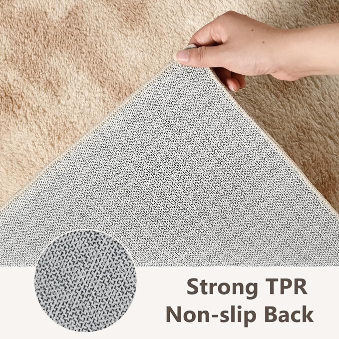 2x3 Tie-dye Beige Area Rug Washable Non-Slip Soft - Image 6