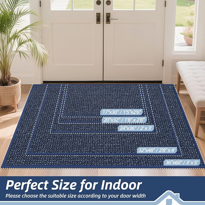 BEQHAUSE Dirt Trapper Door Mat 32" x 48", Non-Slip Washable Doormats, Low - Image 2