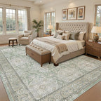 Soalmost 9x12 Area Rugs for Living Room Washable Rug Non-Slip Green/Brown | - Image 3