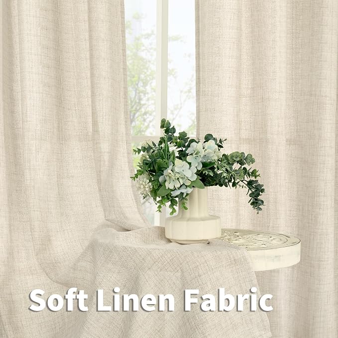 YoungsTex 108 Inches Long Linen Curtains 2 Panels Set, Floor Length Drapes - Image 3