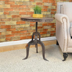 Carolina Chair & Table Adjustable Hand Crank 18" Wooden Top Rustic Side Table - Image 4
