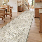 Madane Hallway Runner Rug 3x10 Washable Kitchen Runners 10ft, Ivory/Brown | - Image 4