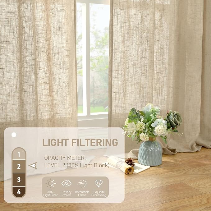 Natural Linen Curtains 108 Inch - Image 4