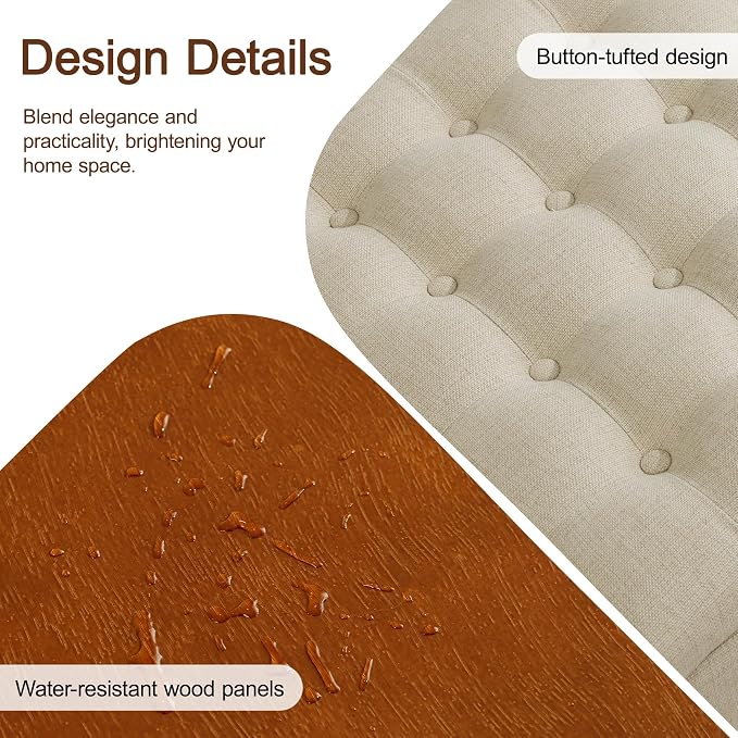 WUTUTUEE 24" Fabric Square Storage Ottoman - Image 4