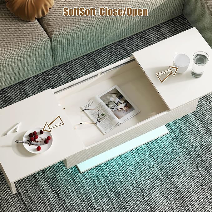 HedoAjim White LED Coffee Table - Image 6
