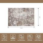 6x9 Area Rug Living Room Washable Neutral Brown Beige | Soft Low Pile Non Slip - Image 2
