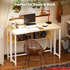 Huuger Folding Desk with Storage Shelf, 39.3 Inch Foldable Computer Table - Image 8