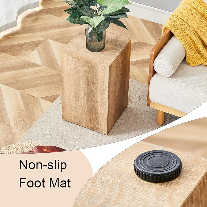 Rustic Natural Rectangular End Coffee Table, Modern Elegant Bedside Nightstand - Image 4