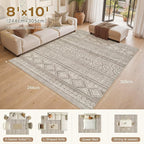 cotiled Boho 8x10 Area Rugs for Living Room: Large Moroccan Washable Rug | - Image 7