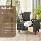 Mid Century Modern Accent Chair, Chenille Comfy Living Room Arm Chairs - Image 8