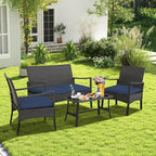 Tangkula 4 Pieces Outdoor Conversation Set, Patio PE Wicker Sofa - Image 2