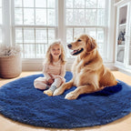 Navy Blue Round Rugs 6ft for Living Room Bedroom, Fluffy Circle Area Rug for - Image 7