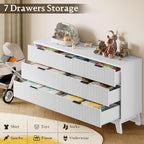BORNOON 57" Long Dresser for Bedroom, 7-Drawer Fluted Chest, Wide Wood Storage - Image 6
