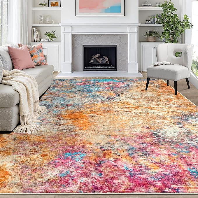 9x12 Area Rugs for Living Room Washable Bedroom Dining Room Colorful | Modern by Aelenmu