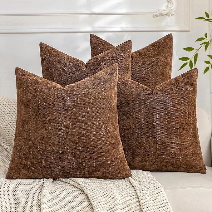 Set of 4 Soft Textured Decorative Throw Pillow Covers 22x22 Inch Cozy Farmhouse by Cozoomy