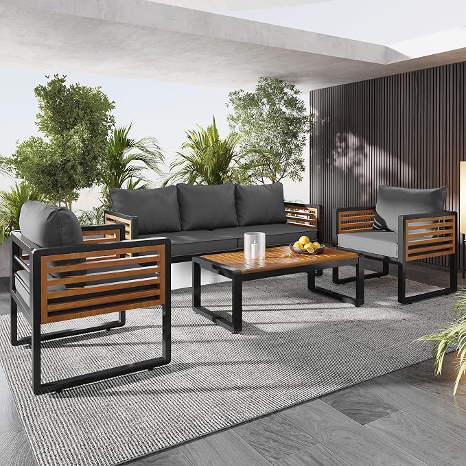 4-Pieces Outdoor Patio Sectional Sofa Set by VilroCaz