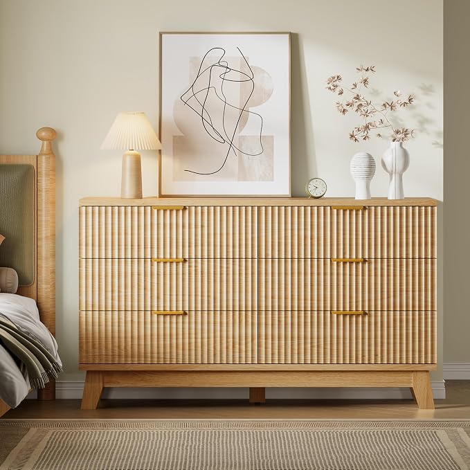 BORNOON Fluted 6 Drawer Dresser, 47.2" Wide Modern Boho Chest of Drawers - Image 4