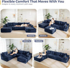 MAXYOYO 132" Giant U-Shaped Modular Sectional Couch, Modern Boneless Couch - Image 3