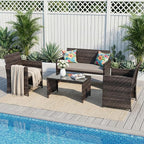 Garvee 4-Piece Patio Furniture Set, PE Rattan Outdoor Conversation Set - Image 7