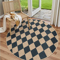 Lahome Checkered Easy Jute 6ft Round Outdoor Patio Area Rug, Washable Black | by Lahome