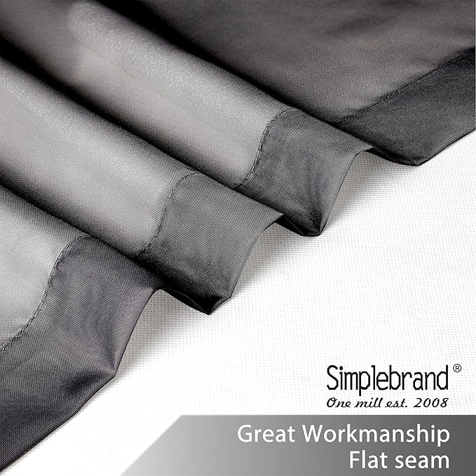 Simplebrand Black Sheer Curtains 120 Inches Long, Extra Long Rod Pocket Solid - Image 2