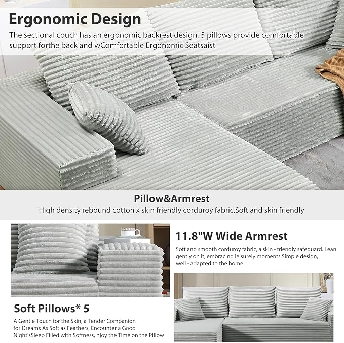 107.5" Cloud Sectional Couch - Image 4